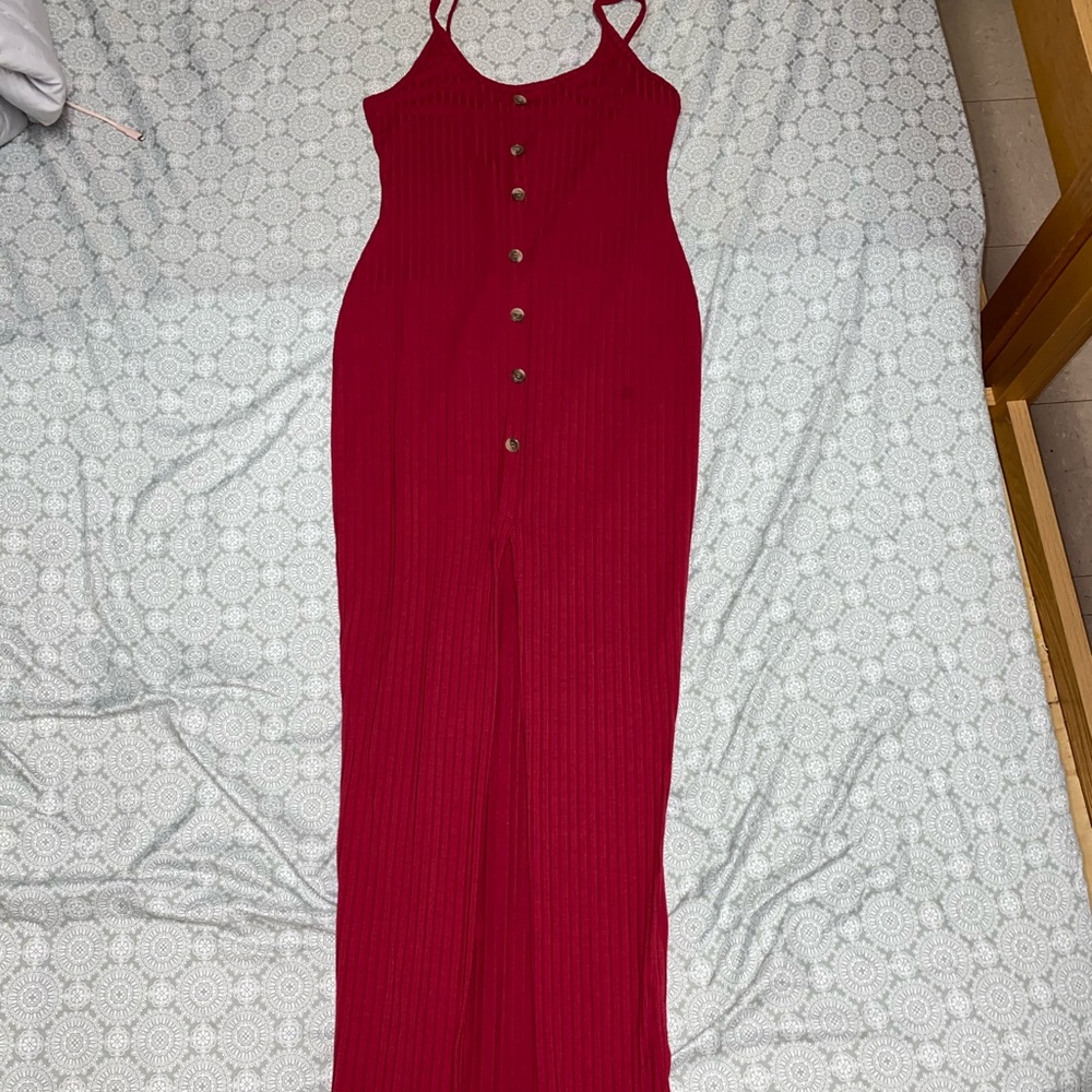 Red maxi summer dress